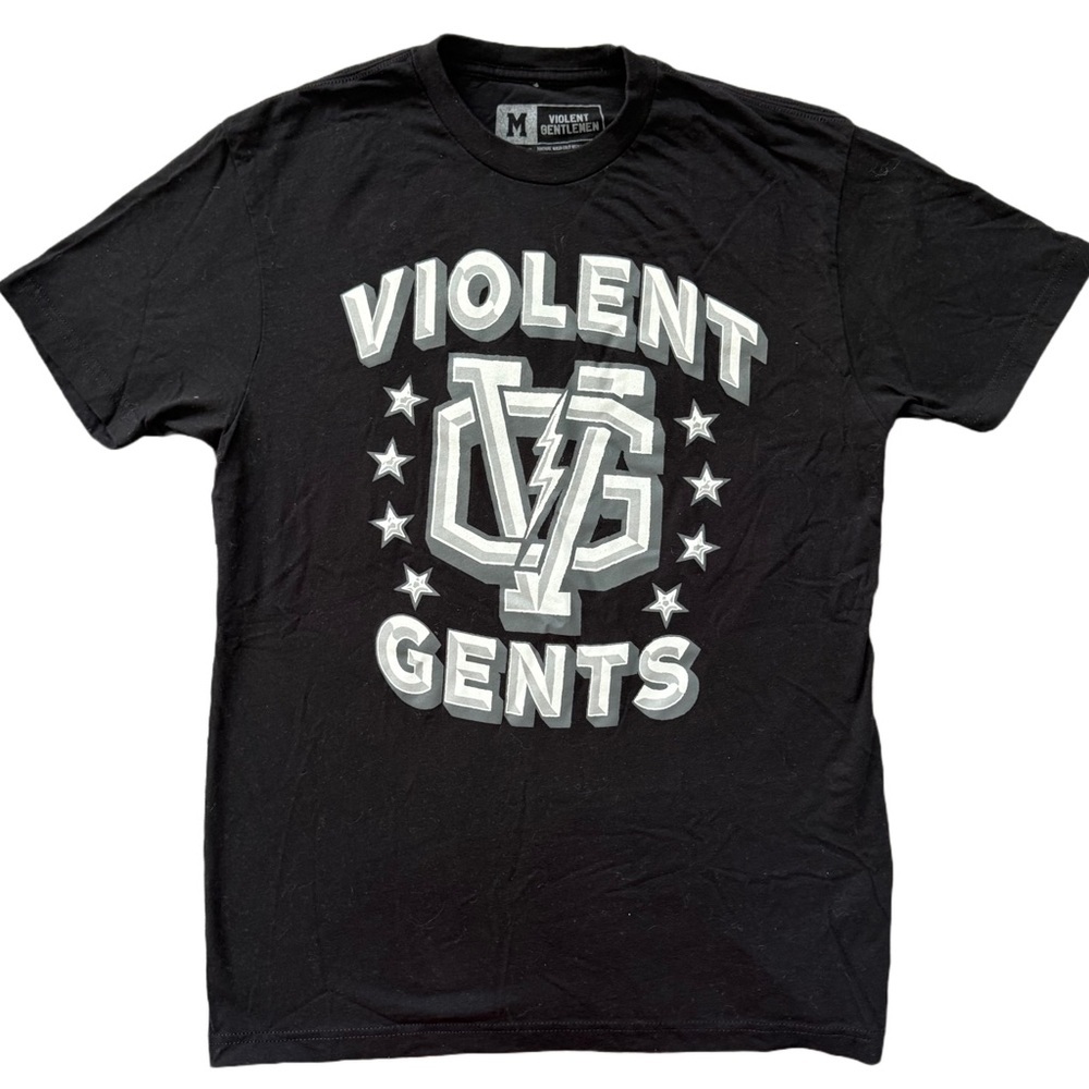 VIOLENT GENTLEMEN BLACK SHORT SLEEVE GRAPHIC T-SHIRT WITH LOGO SIZE MEDIUM